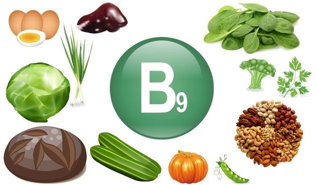 в каких продуктах витамин B9