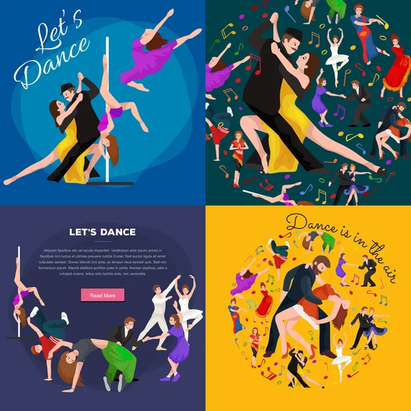 Dancing People, Dancer Bachata, Hiphop, Salsa, Indian, Ballet, Strip, Rock and Roll, Break, Flamenco, Tango, Contemporary, Belly Dance Pictogram Icon. Dancing style of design concept set Royalty Free Stock Illustrations