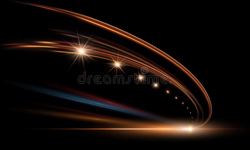 Vector illustration of dynamic lights in dark. High speed road in night time abstraction. City road car light trails vector illustration